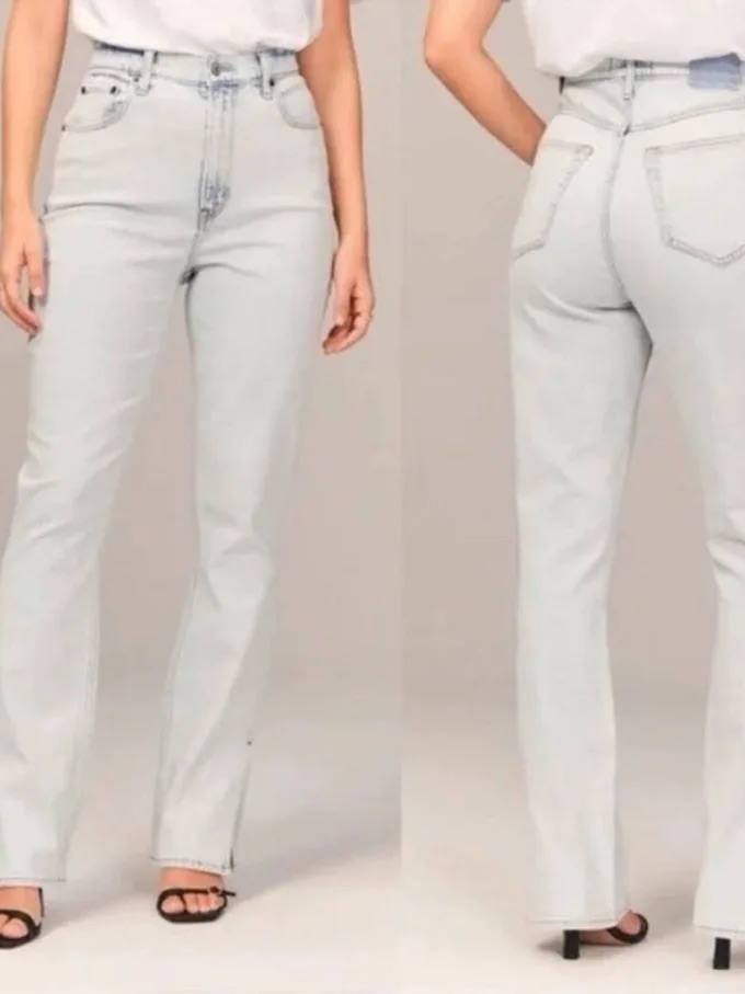 Abercrombie & Fitch Slim Straight Ultra High Rise Curve Love Jeans With Slit